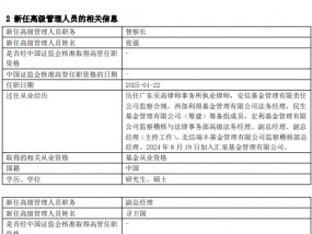 汇泉基金高管变更：督察长寻卫国转任副总经理 新任张强为督察长